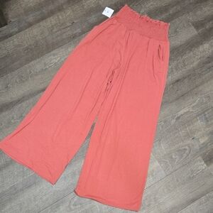 Elegant Coral Wide-Leg Pants